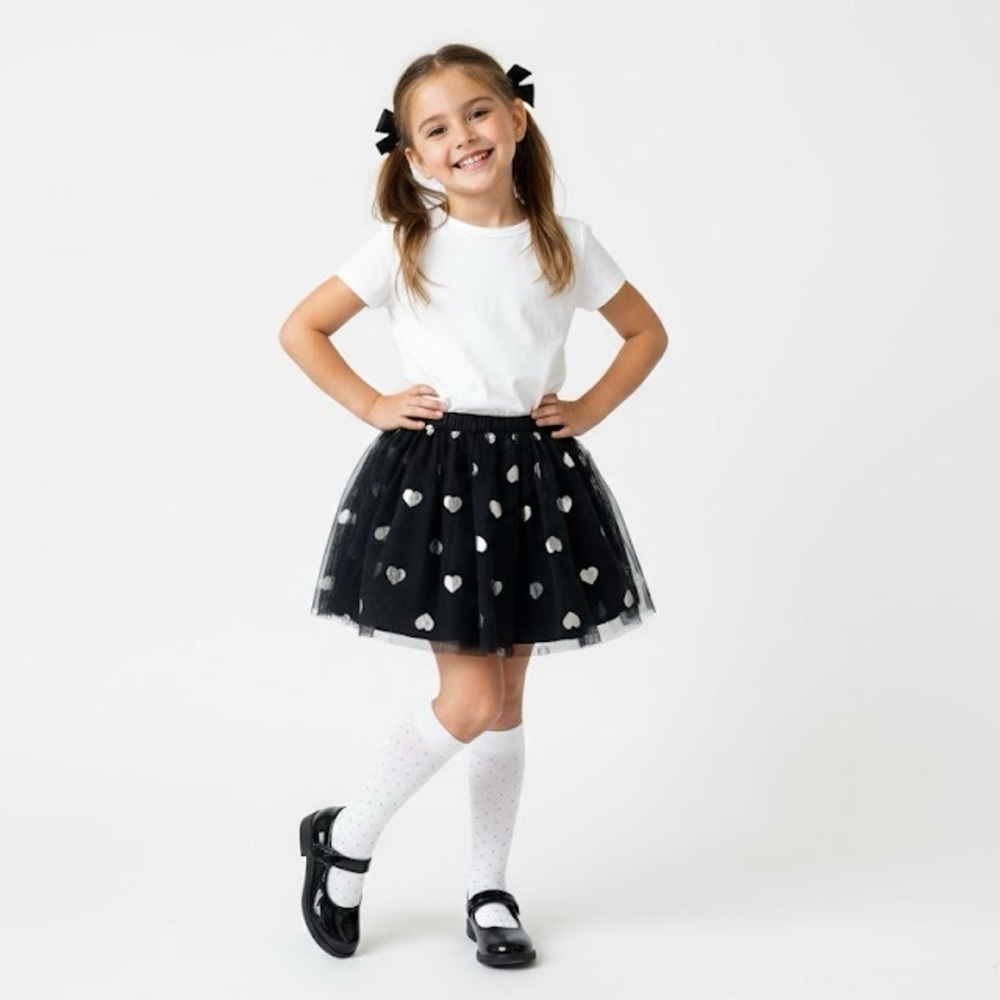 Epic Threads Black Skirt with Silver Hearts